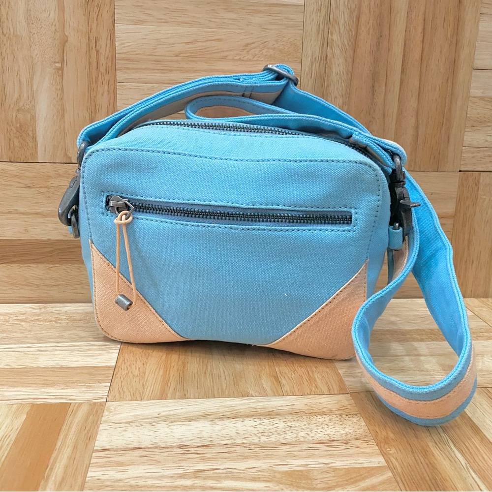 FREE PEOPLE We The Free Blue Canvas Convertible Crossbody Bag